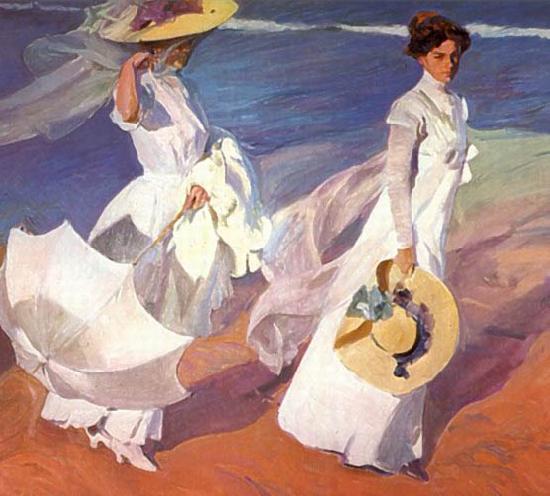 Joaquin Sorolla Walk on the Beach, oil painting image
